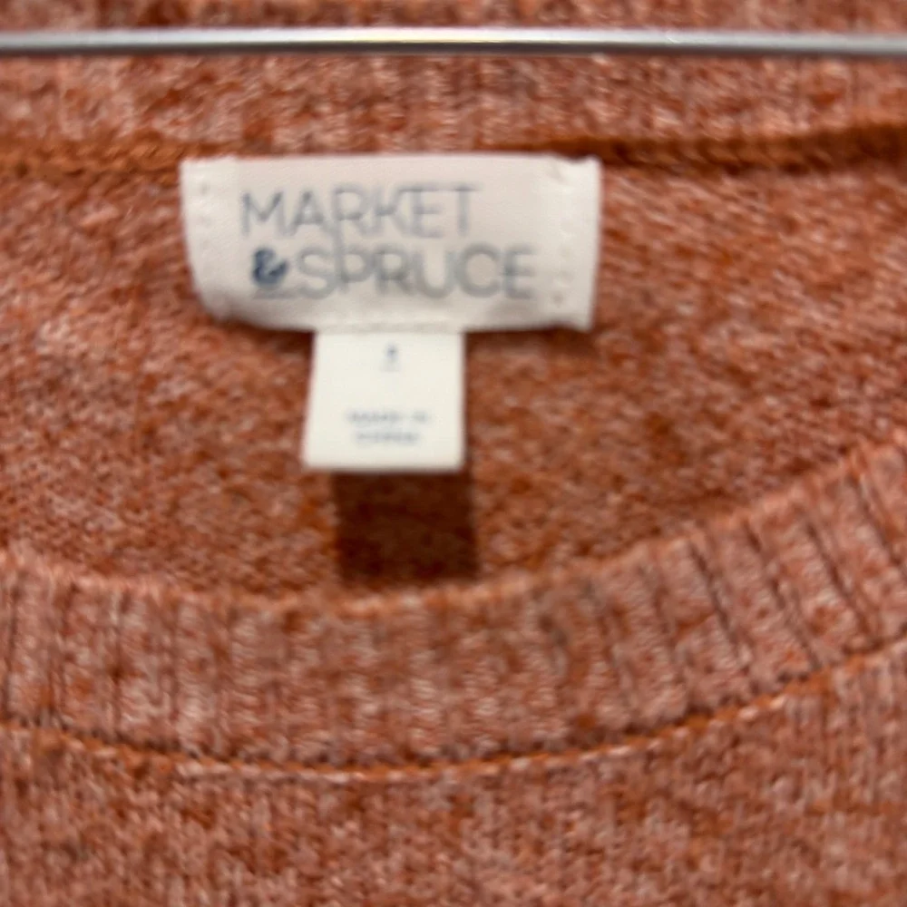 Market & Spruce Womens Sweater Scalloped‎ Hem Terracotta Orange Size S